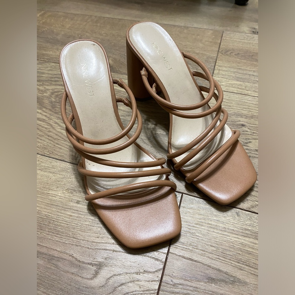 Strappy Block heel open toe mule. Nine West